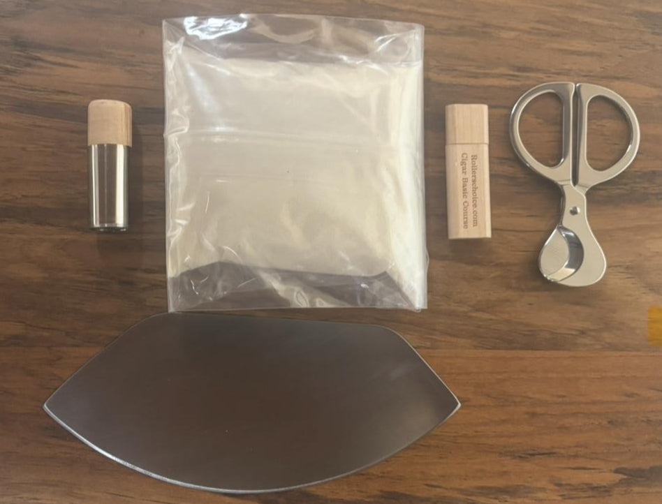Chaveta,Puncher,Scissor,Cigar glue & Basic cigar rolling course USB. Combo